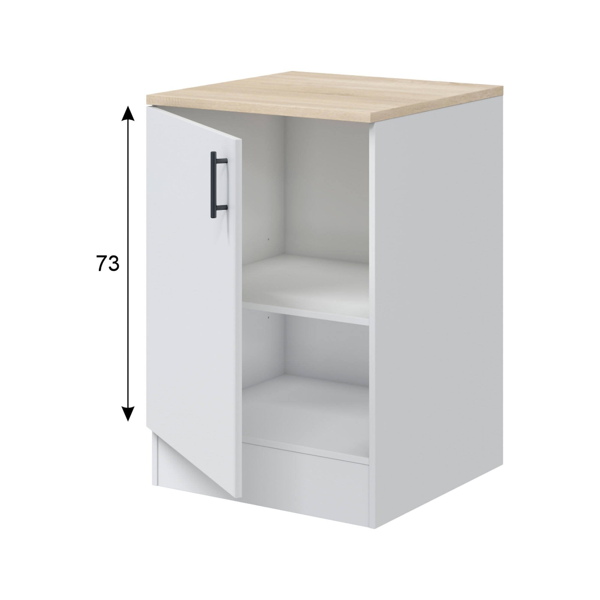 Mobile 1 anta Zerna, Armadietto verticale, Modulo contenitore, Base cucina compatta, 60x60 h90 cm, Bianco e Rovere