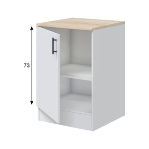 Mobile 1 anta Zerna, Armadietto verticale, Modulo contenitore, Base cucina compatta, 60x60 h90 cm, Bianco e Rovere