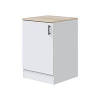 Mobile 1 anta Zerna, Armadietto verticale, Modulo contenitore, Base cucina compatta, 60x60 h90 cm, Bianco e Rovere