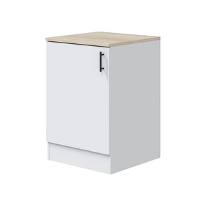 Mobile 1 anta Zerna, Armadietto verticale, Modulo contenitore, Base cucina compatta, 60x60 h90 cm, Bianco e Rovere