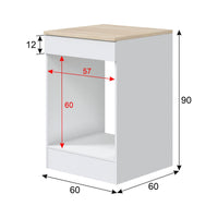 Mobile per forno Lunea, Base forno da incasso, Mobile contenitore con vano forno, Struttura base per elettrodomestico, 60x60 h90 cm, Bianco e Rovere