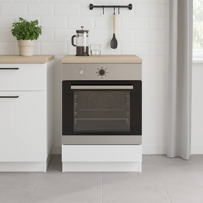 Mobile per forno Lunea, Base forno da incasso, Mobile contenitore con vano forno, Struttura base per elettrodomestico, 60x60 h90 cm, Bianco e Rovere