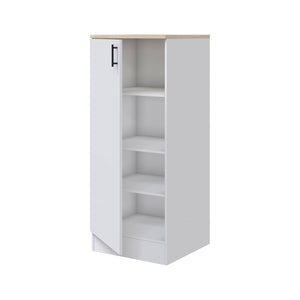 Mobile alto 1 anta Aveny, Colonna cucina, Modulo dispensa verticale, Mobile verticale compatto, 60x60 h148 cm, Bianco e Rovere