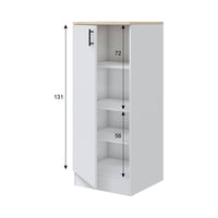 Mobile alto 1 anta Aveny, Colonna cucina, Modulo dispensa verticale, Mobile verticale compatto, 60x60 h148 cm, Bianco e Rovere