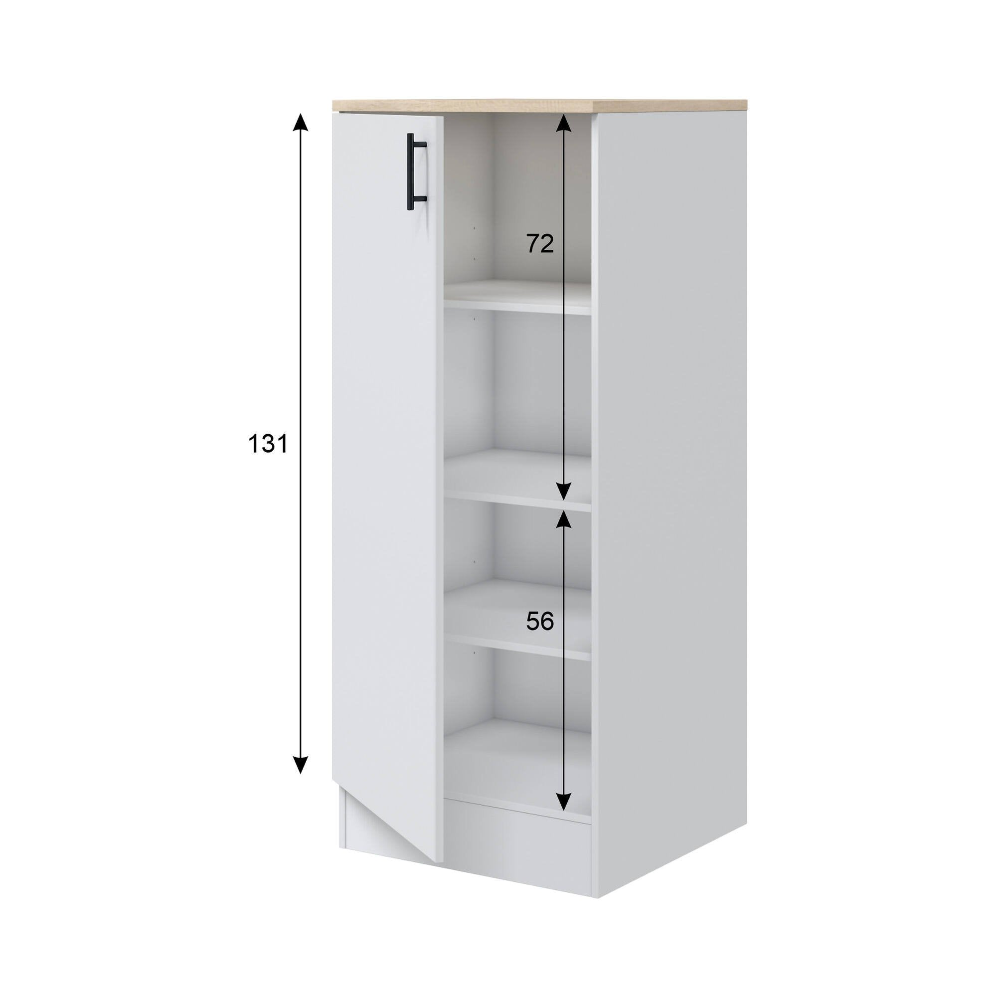 Mobile alto 1 anta Aveny, Colonna cucina, Modulo dispensa verticale, Mobile verticale compatto, 60x60 h148 cm, Bianco e Rovere