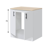 Mobile per lavello 2 ante Nolia, Base sottolavello, Mobile lavello con ante, Struttura base per lavello, 80x60 h90 cm, Bianco e Rovere