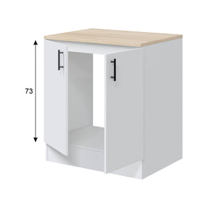 Mobile per lavello 2 ante Nolia, Base sottolavello, Mobile lavello con ante, Struttura base per lavello, 80x60 h90 cm, Bianco e Rovere