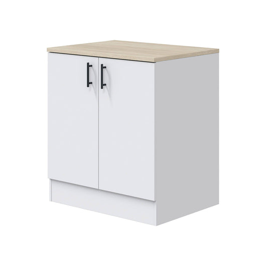 Mobile per lavello 2 ante Nolia, Base sottolavello, Mobile lavello con ante, Struttura base per lavello, 80x60 h90 cm, Bianco e Rovere