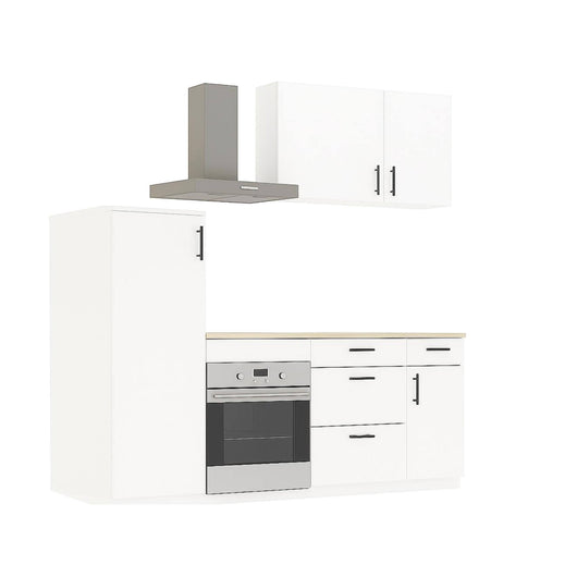 Cucina completa Althenis, Composizione cucina moderna, Set cucina componibile, Soluzione cucina funzionale, Bianco e Rovere