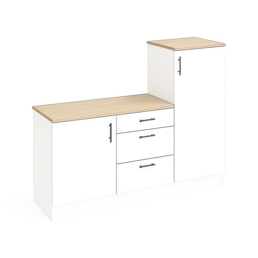 Cucina completa Zafrena, Composizione cucina moderna, Set cucina componibile, Soluzione cucina funzionale, Bianco e Rovere