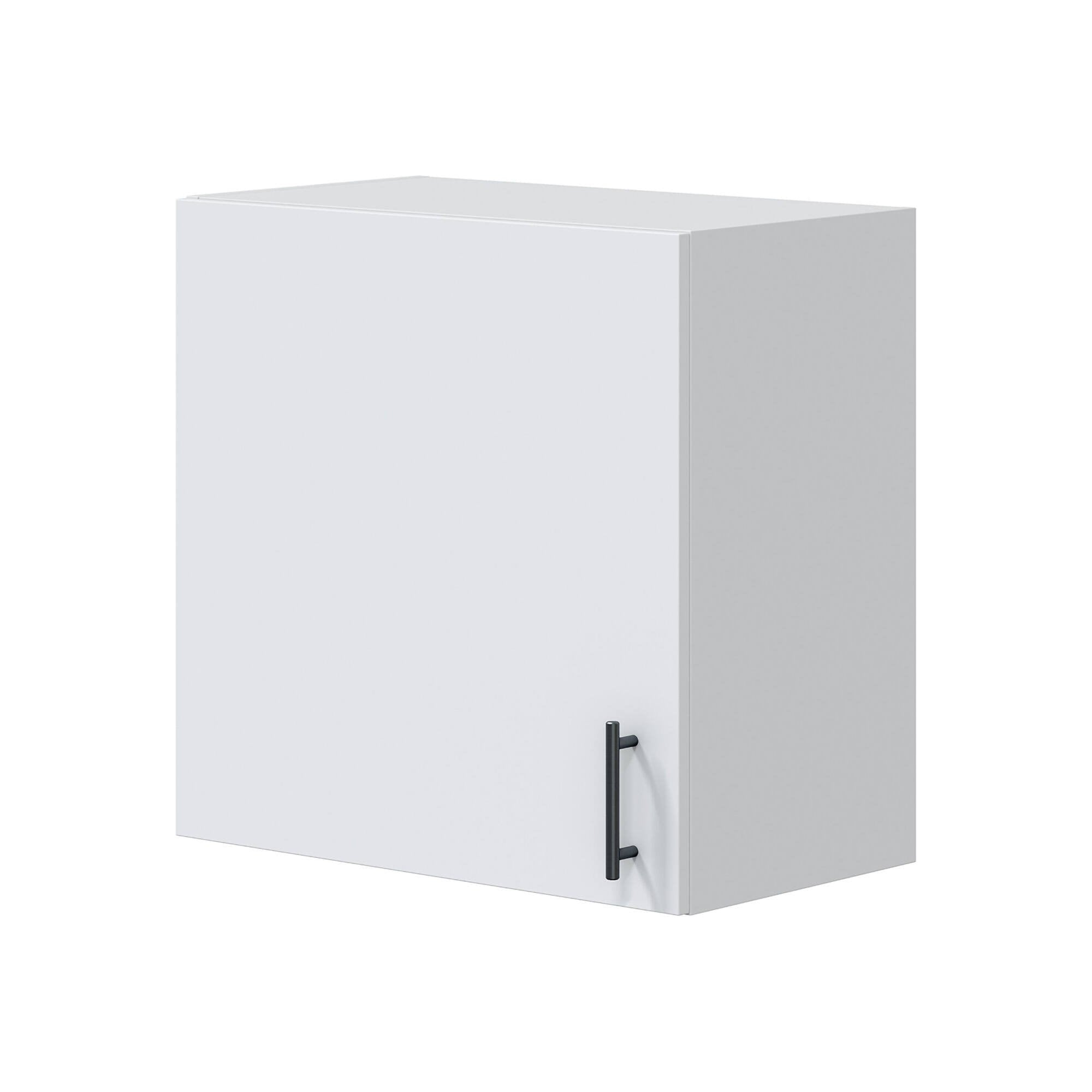 Set mobili per lavanderia Sesleria, Composizione lavanderia moderna, Soluzione salvaspazio per zona lavaggio, Bianco e Rovere