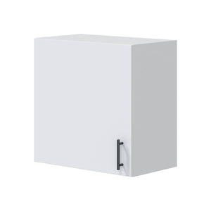 Set mobili per lavanderia Sesleria, Composizione lavanderia moderna, Soluzione salvaspazio per zona lavaggio, Bianco e Rovere