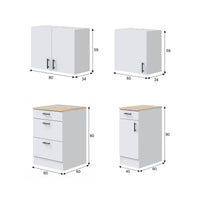 Set mobili per lavanderia Sesleria, Composizione lavanderia moderna, Soluzione salvaspazio per zona lavaggio, Bianco e Rovere