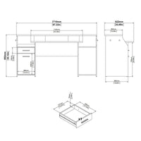 Scrivania Zennithor, tavolo da lavoro dotato di 1 anta e 1 cassetto, ideale per ufficio e gaming, 171x62 h89 cm, Grigio