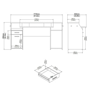 Scrivania Zennithor, tavolo da lavoro dotato di 1 anta e 1 cassetto, ideale per ufficio e gaming, 171x62 h89 cm, Grigio