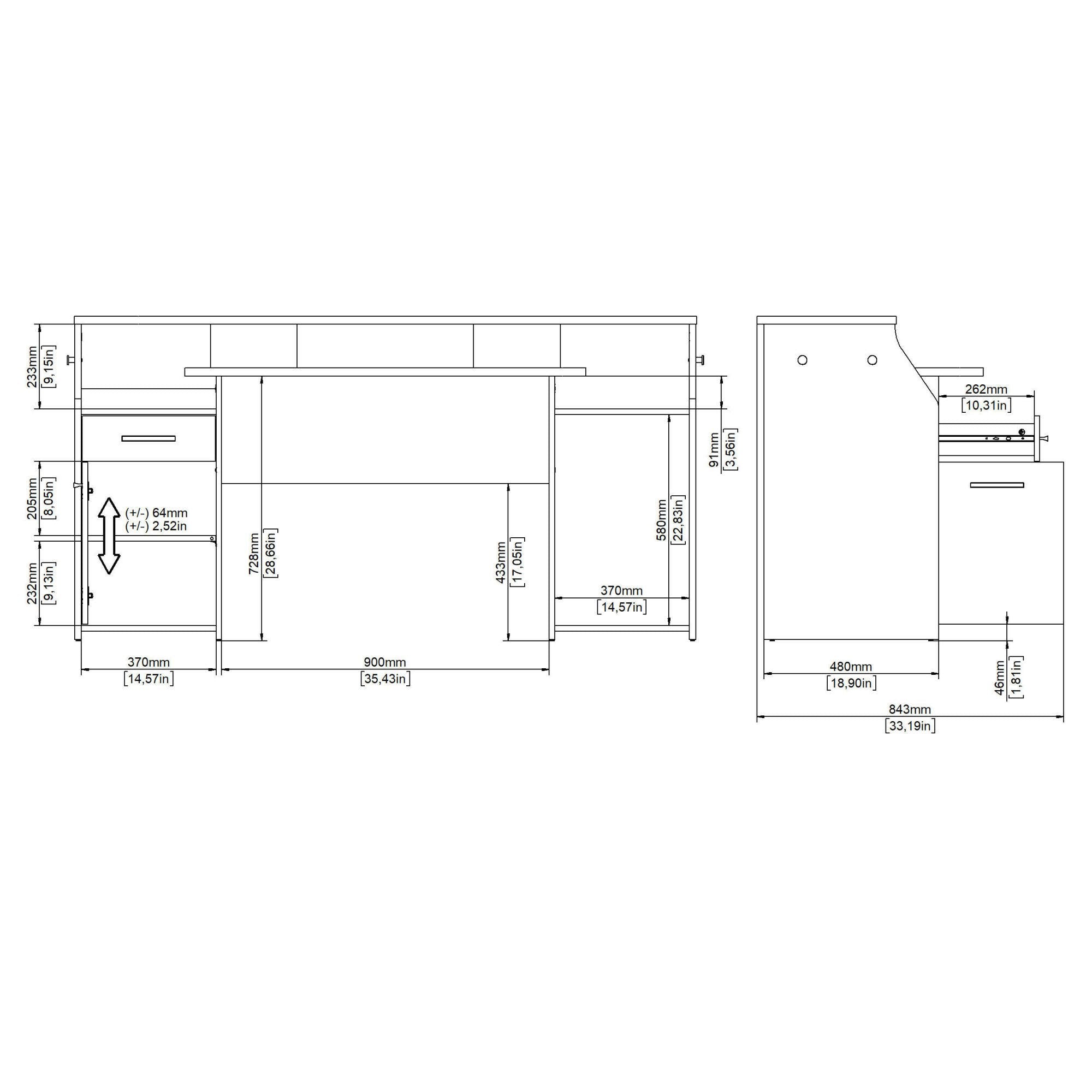 Scrivania Zennithor, tavolo da lavoro dotato di 1 anta e 1 cassetto, ideale per ufficio e gaming, 171x62 h89 cm, Grigio