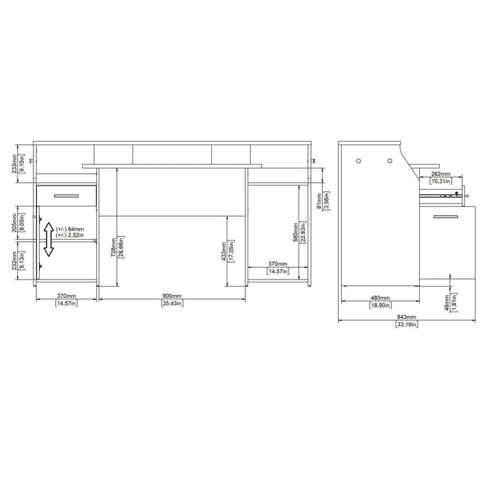 Scrivania Zennithor, tavolo da lavoro dotato di 1 anta e 1 cassetto, ideale per ufficio e gaming, 171x62 h89 cm, Grigio