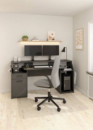 Scrivania Zennithor, tavolo da lavoro dotato di 1 anta e 1 cassetto, ideale per ufficio e gaming, 171x62 h89 cm, Grigio