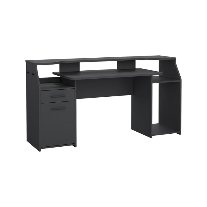 Scrivania Zennithor, tavolo da lavoro dotato di 1 anta e 1 cassetto, ideale per ufficio e gaming, 171x62 h89 cm, Grigio