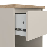 Comodino Solantra, comò basso con 1 cassetto, tavolino da notte compatto e funzionale, 40x40 h50 cm, Beige