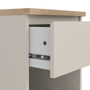 Comodino Solantra, comò basso con 1 cassetto, tavolino da notte compatto e funzionale, 40x40 h50 cm, Beige