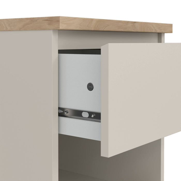 Comodino Solantra, comò basso con 1 cassetto, tavolino da notte compatto e funzionale, 40x40 h50 cm, Beige