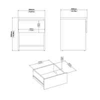 Comodino Solantra, comò basso con 1 cassetto, tavolino da notte compatto e funzionale, 40x40 h50 cm, Beige