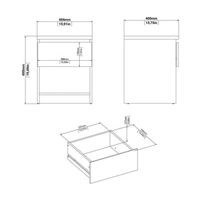 Comodino Solantra, comò basso con 1 cassetto, tavolino da notte compatto e funzionale, 40x40 h50 cm, Beige
