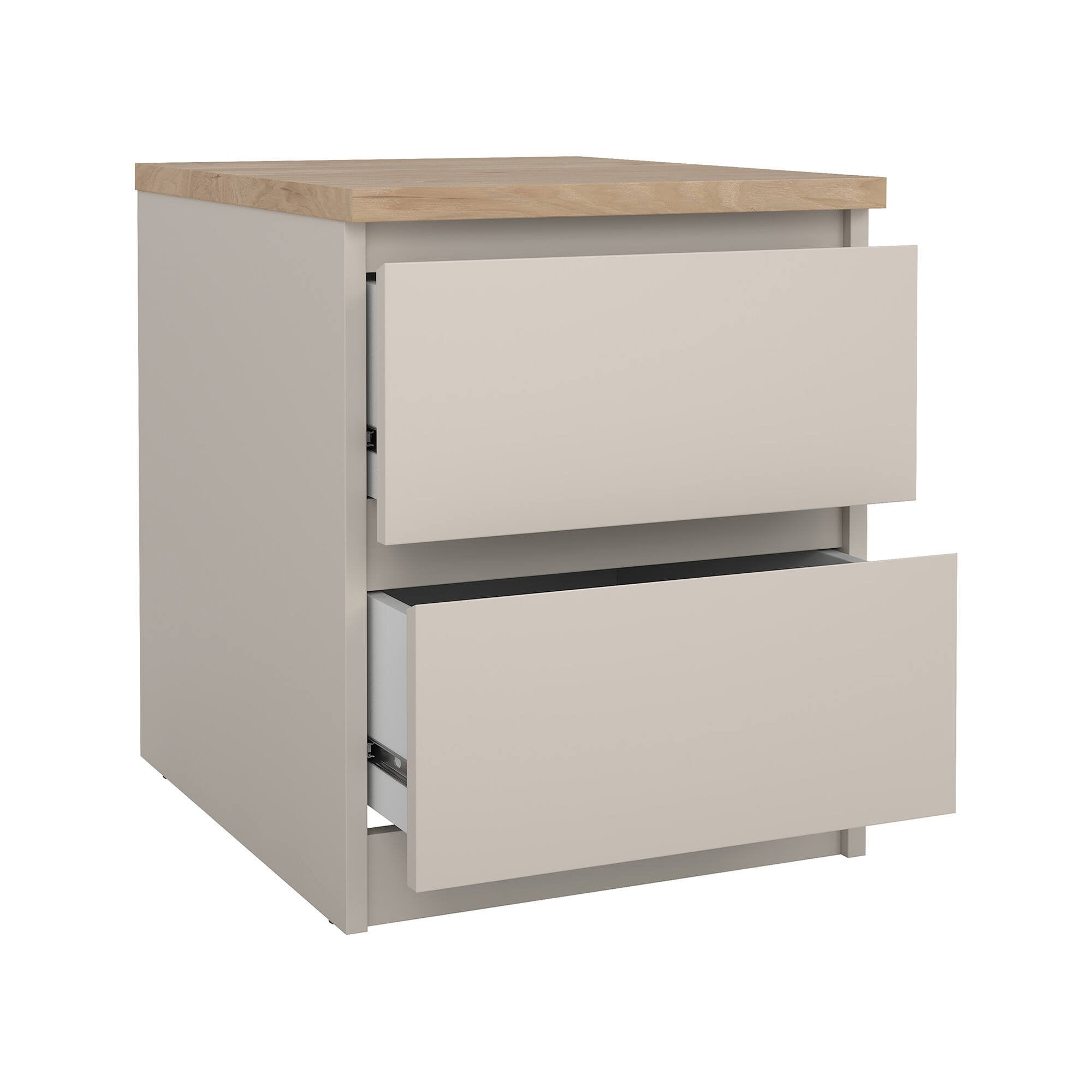 Comodino Eryndor, comò basso con 2 cassetti, tavolino da notte elegante e funzionale, 40x50 h50 cm, Beige