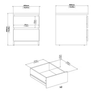 Comodino Eryndor, comò basso con 2 cassetti, tavolino da notte elegante e funzionale, 40x50 h50 cm, Beige