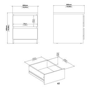 Comodino Eryndor, comò basso con 2 cassetti, tavolino da notte elegante e funzionale, 40x50 h50 cm, Beige