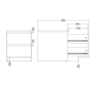 Comodino Eryndor, comò basso con 2 cassetti, tavolino da notte elegante e funzionale, 40x50 h50 cm, Beige