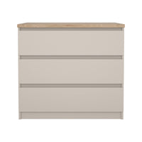Cassettiera Vistara, settimino multiuso con 3 cassetti, comò elegante per camera da letto, 77x50 h70 cm, Beige