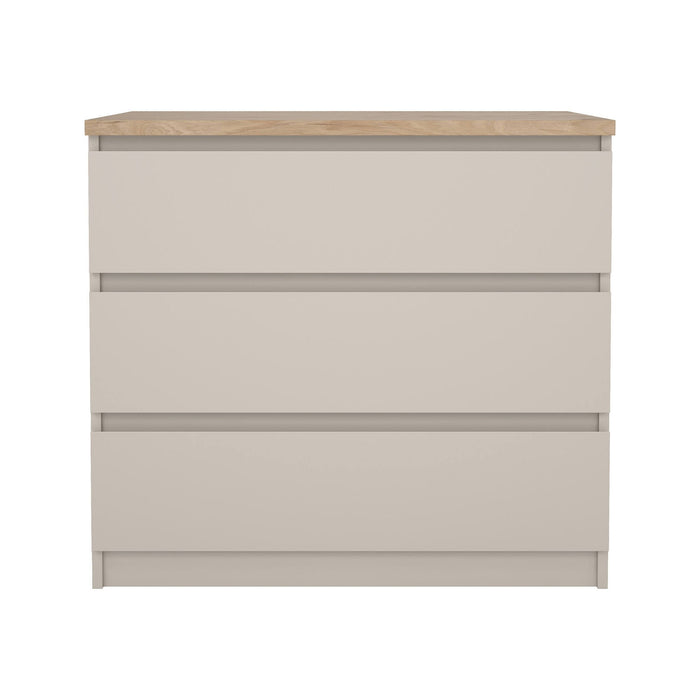 Cassettiera Vistara, settimino multiuso con 3 cassetti, comò elegante per camera da letto, 77x50 h70 cm, Beige