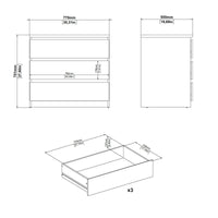 Cassettiera Vistara, settimino multiuso con 3 cassetti, comò elegante per camera da letto, 77x50 h70 cm, Beige