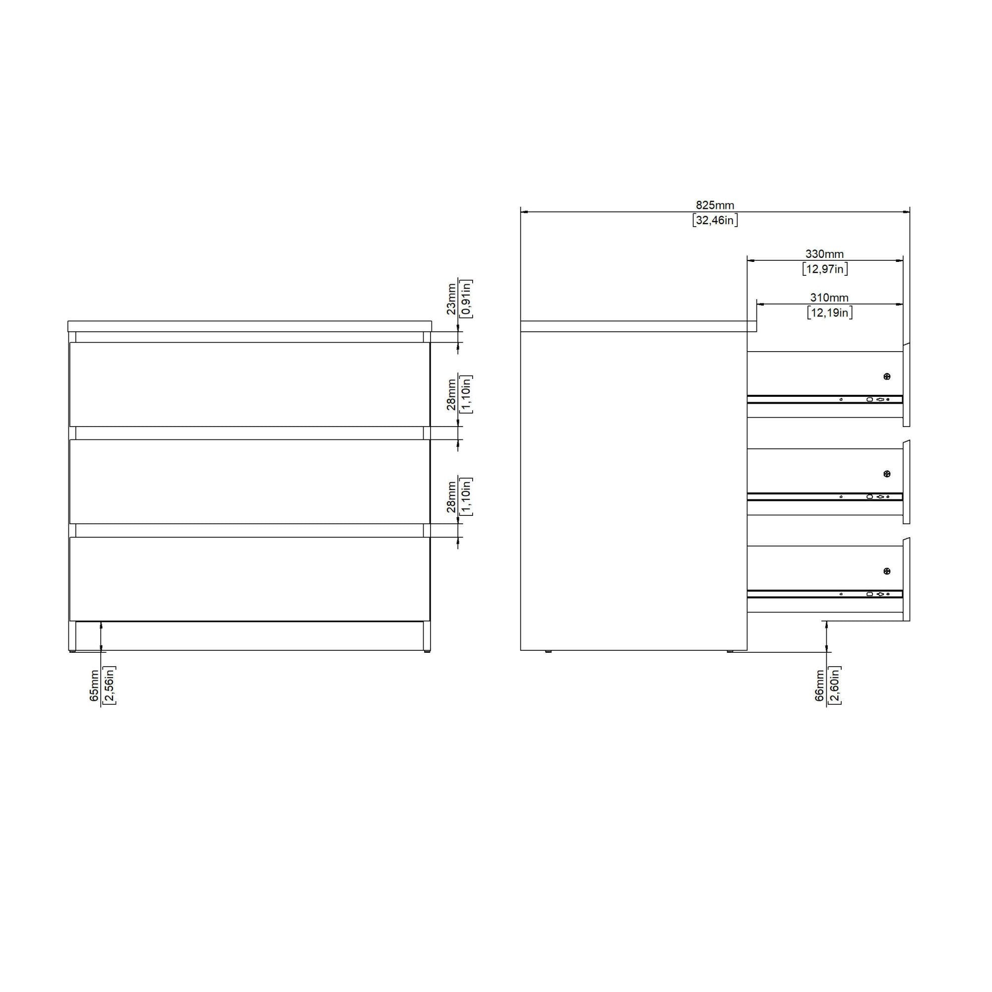 Cassettiera Vistara, settimino multiuso con 3 cassetti, comò elegante per camera da letto, 77x50 h70 cm, Beige