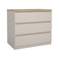 Cassettiera Vistara, settimino multiuso con 3 cassetti, comò elegante per camera da letto, 77x50 h70 cm, Beige