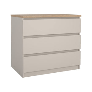 Cassettiera Vistara, settimino multiuso con 3 cassetti, comò elegante per camera da letto, 77x50 h70 cm, Beige