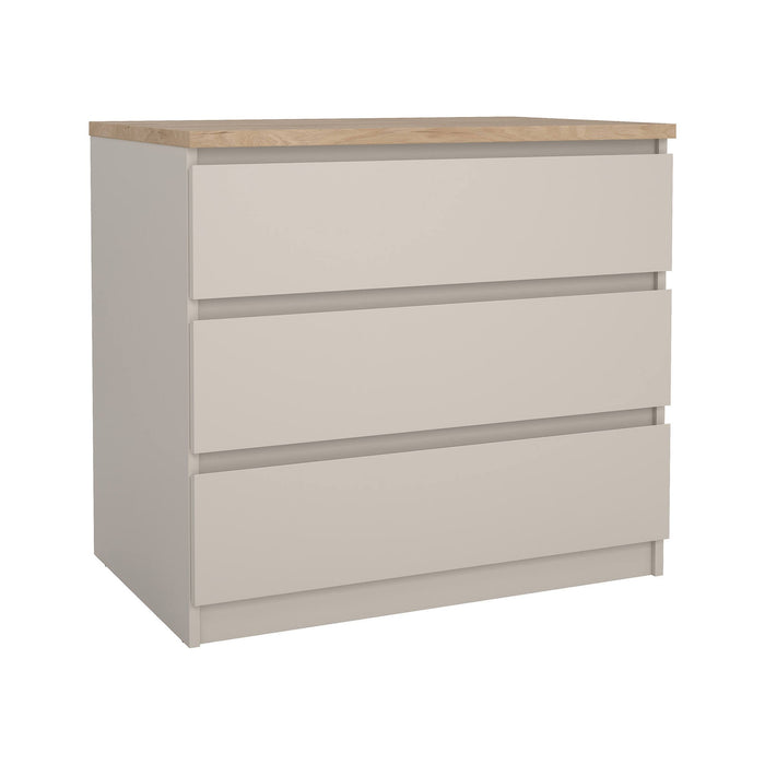 Cassettiera Vistara, settimino multiuso con 3 cassetti, comò elegante per camera da letto, 77x50 h70 cm, Beige