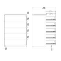 Cassettiera Nyvantis, settimino multiuso con 5 cassetti, comò elegante per camera da letto, 77x50 h111 cm, Beige