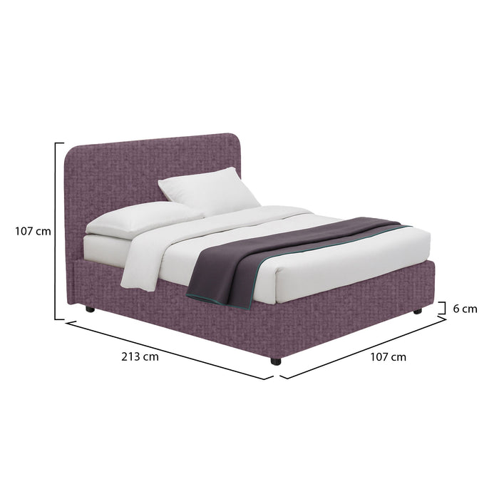 Slough, Letto Singolo Sfoderabile Made in Italy, Viola Lilla
