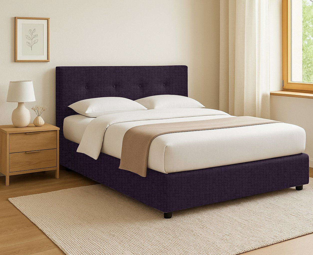 Bolton, Letto Piazza e Mezza Sfoderabile Made in Italy, Viola