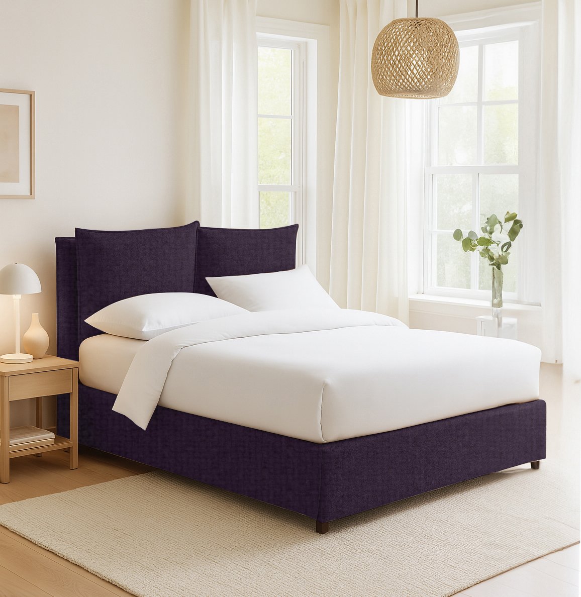 Falmouth, Letto Piazza e Mezza Sfoderabile Made in Italy, Viola