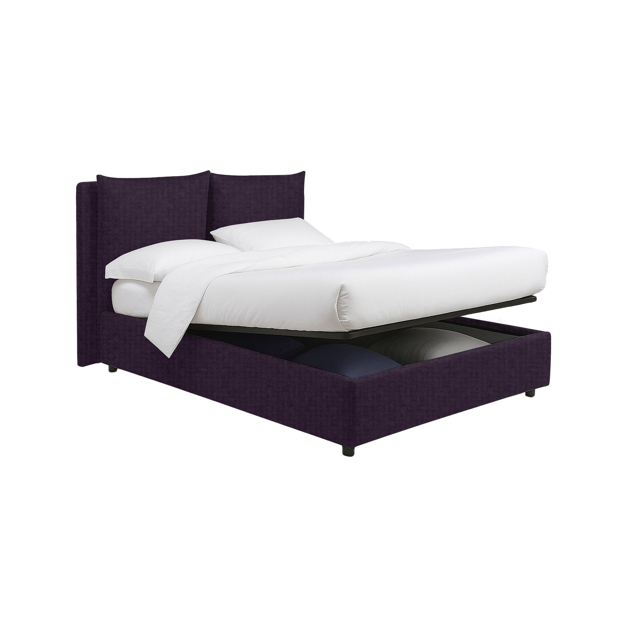 Liskeard, Letto Matrimoniale Sfoderabile Made in Italy, Viola
