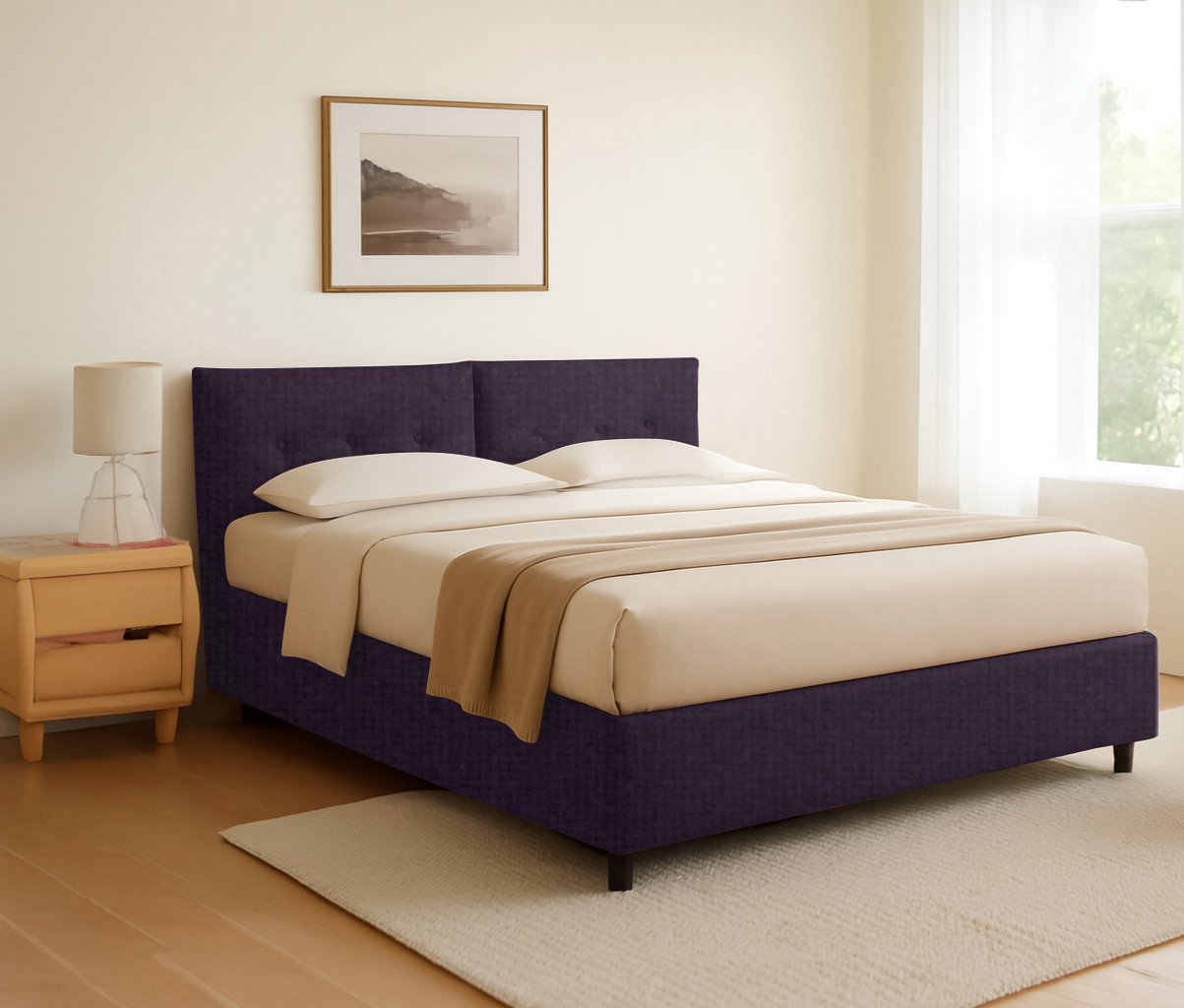 Exeter, Letto Singolo Sfoderabile Made in Italy, Viola