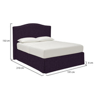 Bebington, Letto Matrimoniale Sfoderabile Made in Italy, Viola