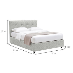 Bolton, Letto Piazza e Mezza Sfoderabile Made in Italy, Grigio Chiaro