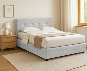 Oxford, Letto Matrimoniale Sfoderabile Made in Italy, Grigio Chiaro