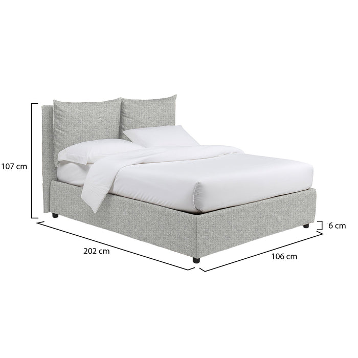 Penrith, Letto Singolo Sfoderabile Made in Italy, Grigio Chiaro