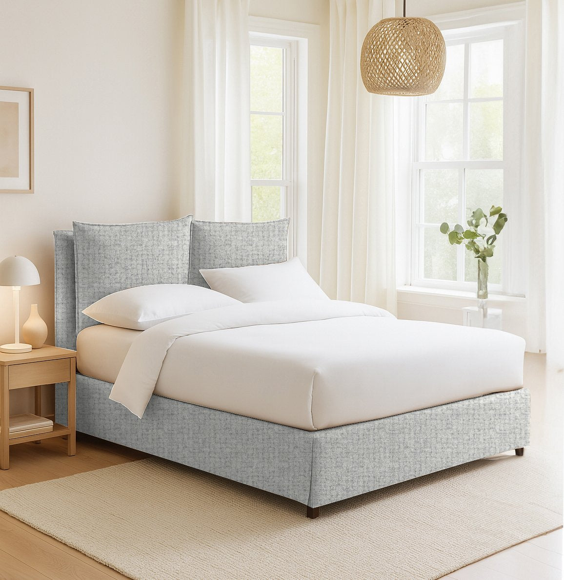 Penrith, Letto Singolo Sfoderabile Made in Italy, Grigio Chiaro